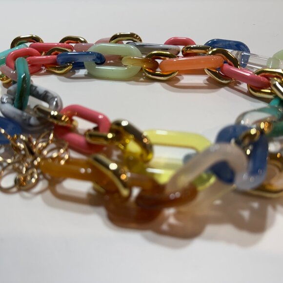 🌈 Plunder Designs Color Pop Acrylic Chain Necklace – Statement Jewelry NEW - Picture 2 of 3